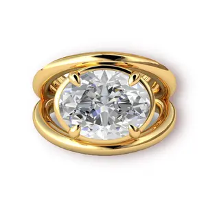 Oval Duo Band Diamond Ring